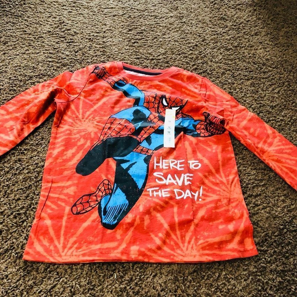 Jumping Beans Marvel Spiderman Here to Save the Day Long Sleeve Tee Size 12